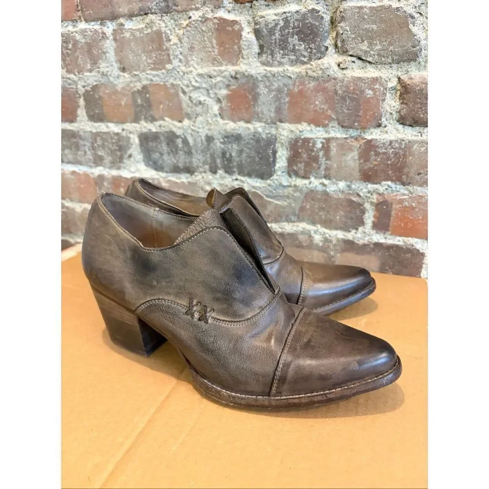 BED | STÜ • Dark Brown Helen Leather 3” Heeled Low Ankle Booties • Ladies Size 1